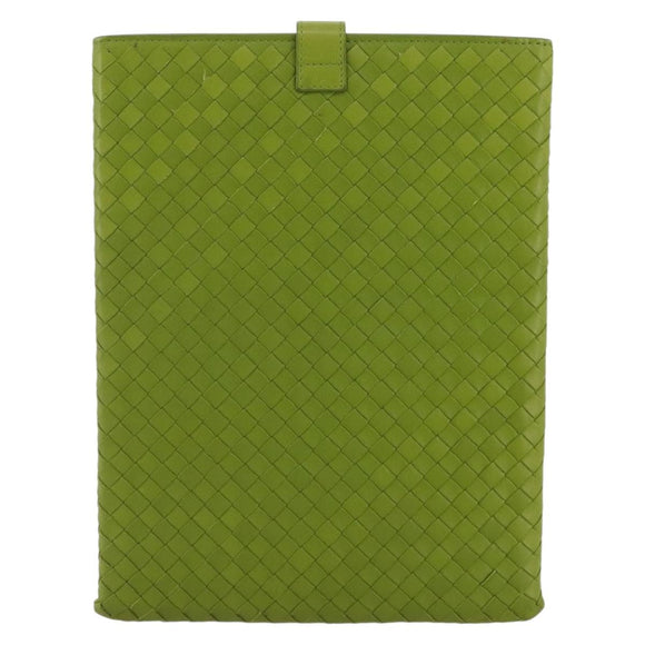 BOTTEGA VENETA INTRECCIATO iPad Case Leather Green Auth 204255