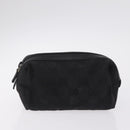 GUCCI GG Canvas Pouch Leather metal 5 Set Beige Silver black Auth 204257-10