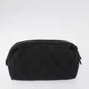GUCCI GG Canvas Pouch Leather metal 5 Set Beige Silver black Auth 204257-11