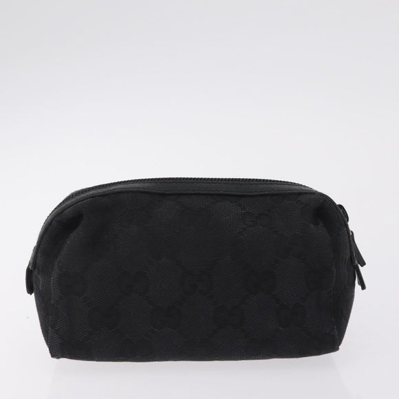 GUCCI GG Canvas Pouch Leather metal 5 Set Beige Silver black Auth 204257