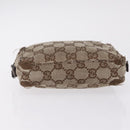 GUCCI GG Canvas Pouch Leather metal 5 Set Beige Silver black Auth 204257-6