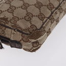 GUCCI GG Canvas Pouch Leather metal 5 Set Beige Silver black Auth 204257-7