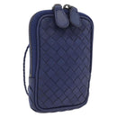 Bottega Veneta INTRECCIATO Shoulder Pouch Leather Navy 217589 Auth 204258-1