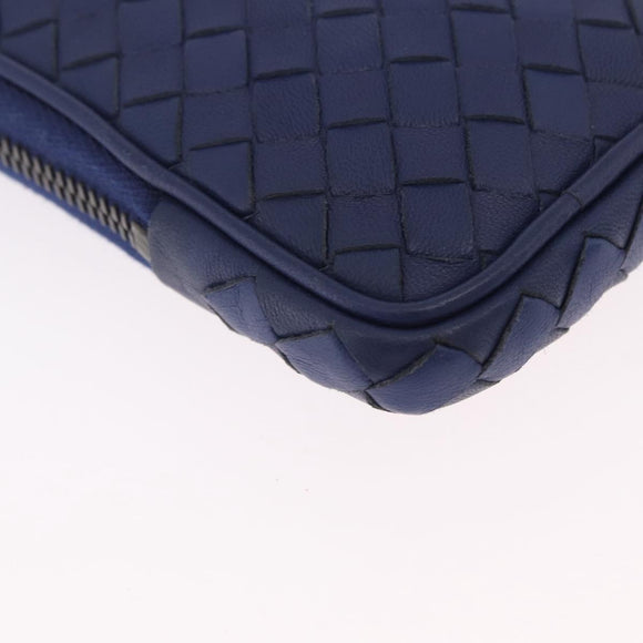 Bottega Veneta INTRECCIATO Shoulder Pouch Leather Navy 217589 Auth 204258