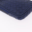 Bottega Veneta INTRECCIATO Shoulder Pouch Leather Navy 217589 Auth 204258-12