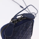Bottega Veneta INTRECCIATO Shoulder Pouch Leather Navy 217589 Auth 204258-14