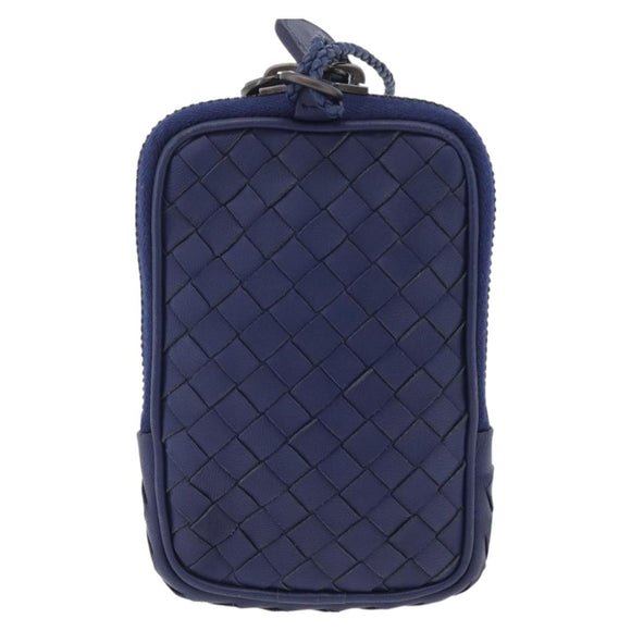 Bottega Veneta INTRECCIATO Shoulder Pouch Leather Navy 217589 Auth 204258