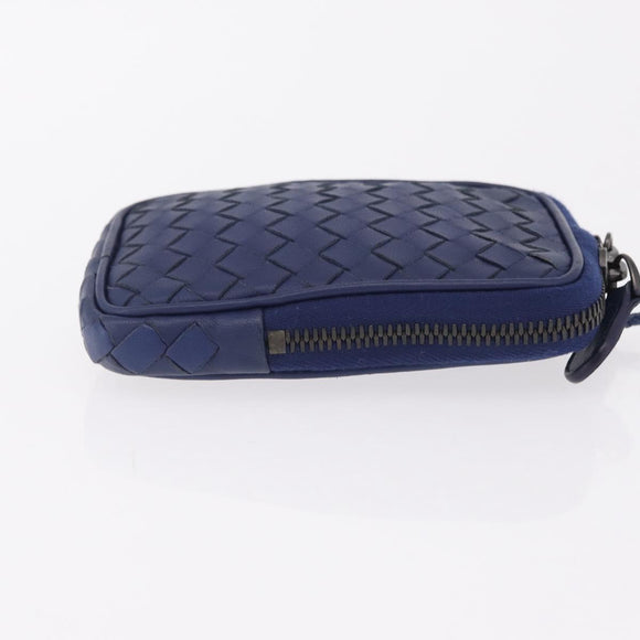 Bottega Veneta INTRECCIATO Shoulder Pouch Leather Navy 217589 Auth 204258