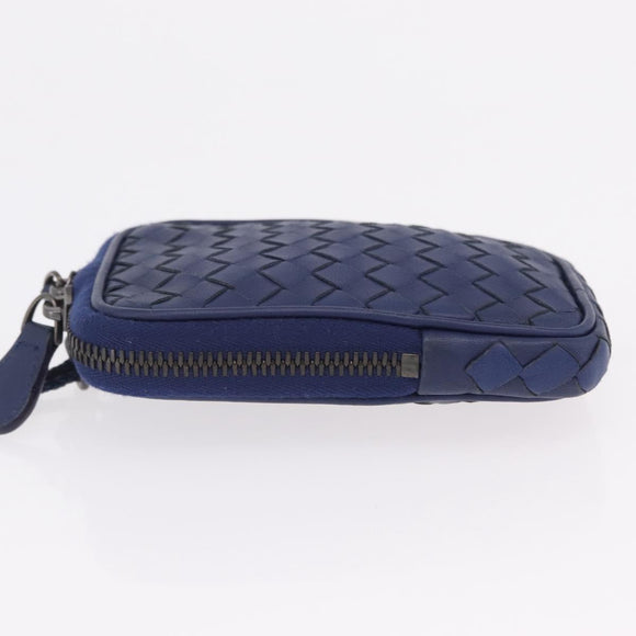 Bottega Veneta INTRECCIATO Shoulder Pouch Leather Navy 217589 Auth 204258