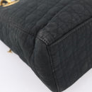Christian Dior Canage Hand Bag Canvas Black Gold Auth 204259-14