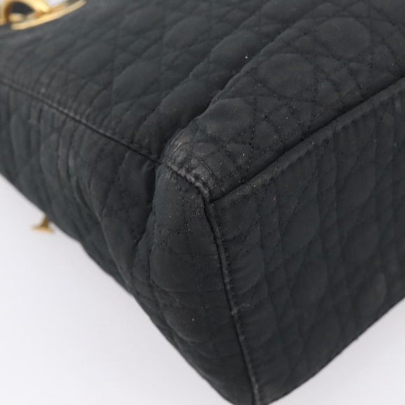 Christian Dior Canage Hand Bag Canvas Black Gold Auth 204259