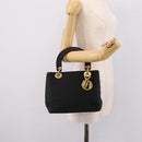 Christian Dior Canage Hand Bag Canvas Black Gold Auth 204259-24