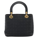 Christian Dior Canage Hand Bag Canvas Black Gold Auth 204259-3