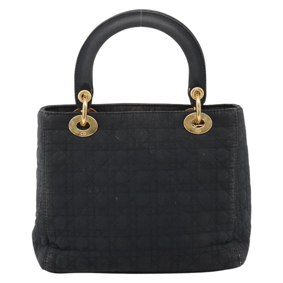 Christian Dior Canage Hand Bag Canvas Black Gold Auth 204259