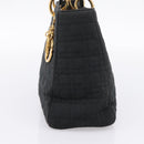 Christian Dior Canage Hand Bag Canvas Black Gold Auth 204259-5