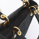 Christian Dior Canage Hand Bag Canvas Black Gold Auth 204259-6