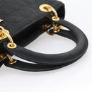 Christian Dior Canage Hand Bag Canvas Black Gold Auth 204259-7