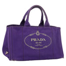 PRADA Canapa GM Tote Bag Canvas Purple Gold Auth 204261-1