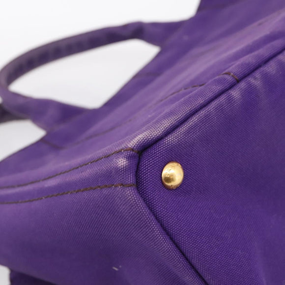 PRADA Canapa GM Tote Bag Canvas Purple Gold Auth 204261