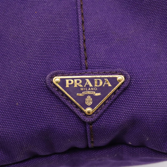PRADA Canapa GM Tote Bag Canvas Purple Gold Auth 204261