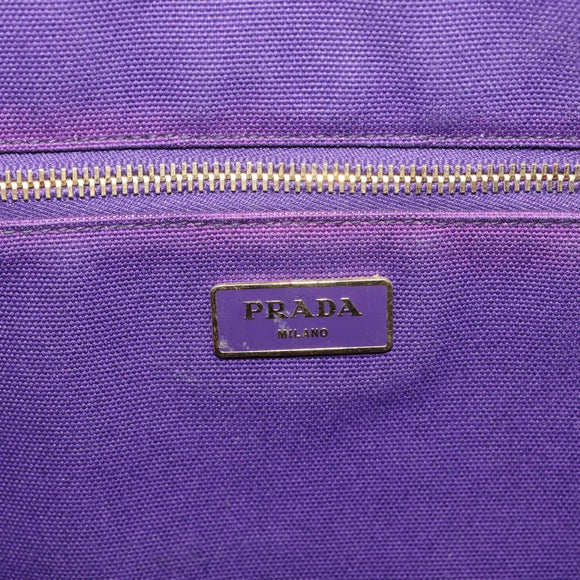 PRADA Canapa GM Tote Bag Canvas Purple Gold Auth 204261