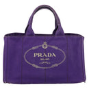 PRADA Canapa GM Tote Bag Canvas Purple Gold Auth 204261-2