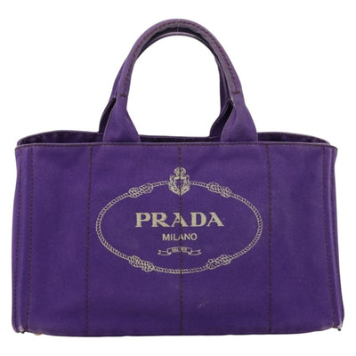 PRADA Canapa GM Tote Bag Canvas Purple Gold Auth 204261 - 0