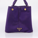 PRADA Canapa GM Tote Bag Canvas Purple Gold Auth 204261-4