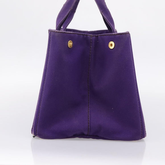 PRADA Canapa GM Tote Bag Canvas Purple Gold Auth 204261
