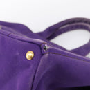 PRADA Canapa GM Tote Bag Canvas Purple Gold Auth 204261-9