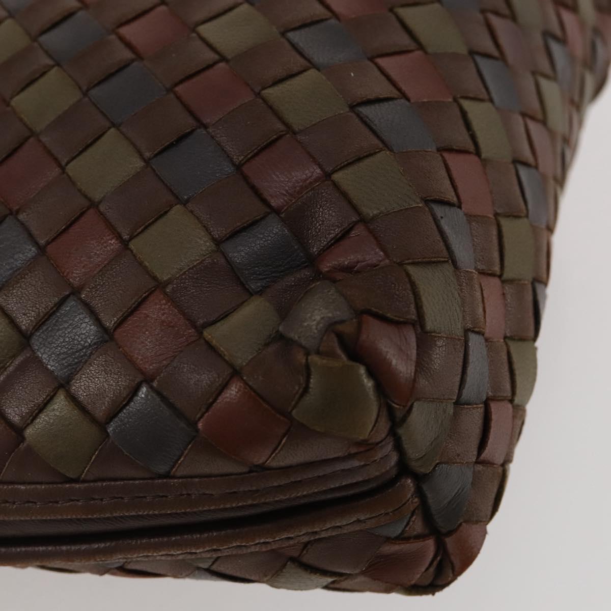 BOTTEGA VENETA INTRECCIATO Shoulder Bag Leather Brown Gold Auth