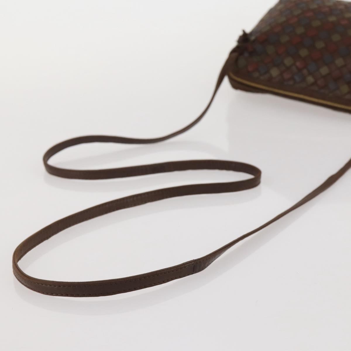 BOTTEGA VENETA INTRECCIATO Shoulder Bag Leather Brown Gold Auth