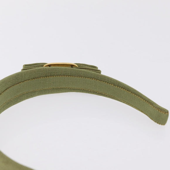 Salvatore Ferragamo Headband Nnylon metal 3 Set Beige Green gold Auth 204265
