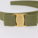 Salvatore Ferragamo Headband Nnylon metal 3 Set Beige Green gold Auth 204265-15