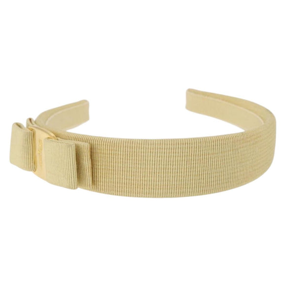 Salvatore Ferragamo Headband Nnylon metal 3 Set Beige Green gold Auth 204265