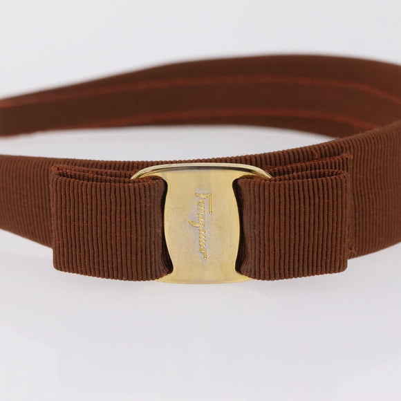 Salvatore Ferragamo Headband Nnylon metal 3 Set Beige Green gold Auth 204265