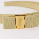 Salvatore Ferragamo Headband Nnylon metal 3 Set Beige Green gold Auth 204265-8