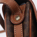 CELINE Macadam Canvas Shoulder Bag PVC Leather Brown Gold Auth 204266-22