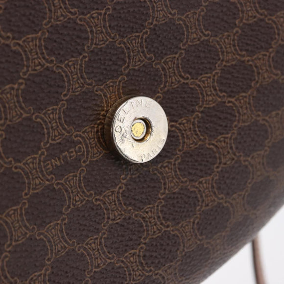 CELINE Macadam Canvas Shoulder Bag PVC Leather Brown Gold Auth 204266