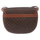CELINE Macadam Canvas Shoulder Bag PVC Leather Brown Gold Auth 204266-2