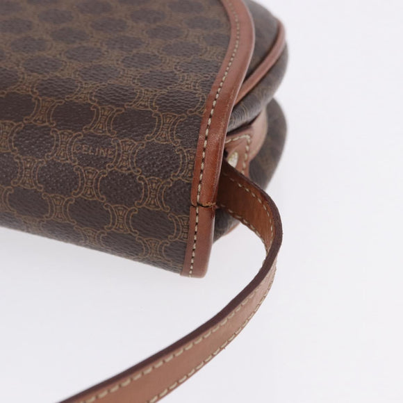 CELINE Macadam Canvas Shoulder Bag PVC Leather Brown Gold Auth 204266