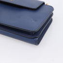 PRADA Chain Shoulder Wallet Safiano Leather Blue Gold Auth 204270-15