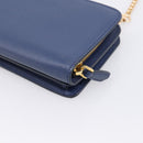 PRADA Chain Shoulder Wallet Safiano Leather Blue Gold Auth 204270-17