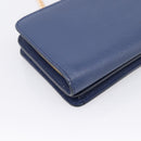 PRADA Chain Shoulder Wallet Safiano Leather Blue Gold Auth 204270-18