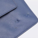 PRADA Chain Shoulder Wallet Safiano Leather Blue Gold Auth 204270-10