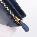 PRADA Chain Shoulder Wallet Safiano Leather Blue Gold Auth 204270-8