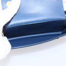 PRADA Chain Shoulder Wallet Safiano Leather Blue Gold Auth 204270-21
