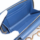 PRADA Chain Shoulder Wallet Safiano Leather Blue Gold Auth 204270-11