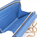 PRADA Chain Shoulder Wallet Safiano Leather Blue Gold Auth 204270-22