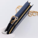 PRADA Chain Shoulder Wallet Safiano Leather Blue Gold Auth 204270-6